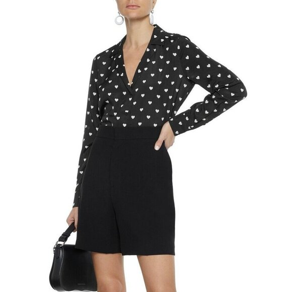 Equipment Adalyn Black Heart Print Button-Up Shirt - Picture 1 of 9